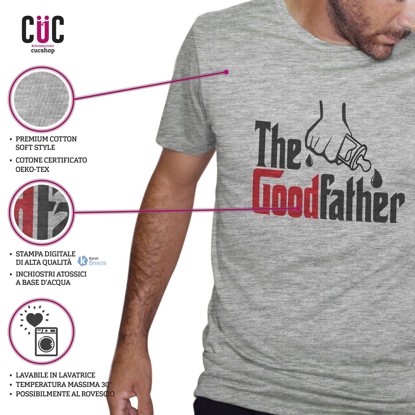 Sienna T-Shirt Divertente Festa del Papà - The good Father - Il buon Padrino - Father's Day - Chooseurcolor CucShop