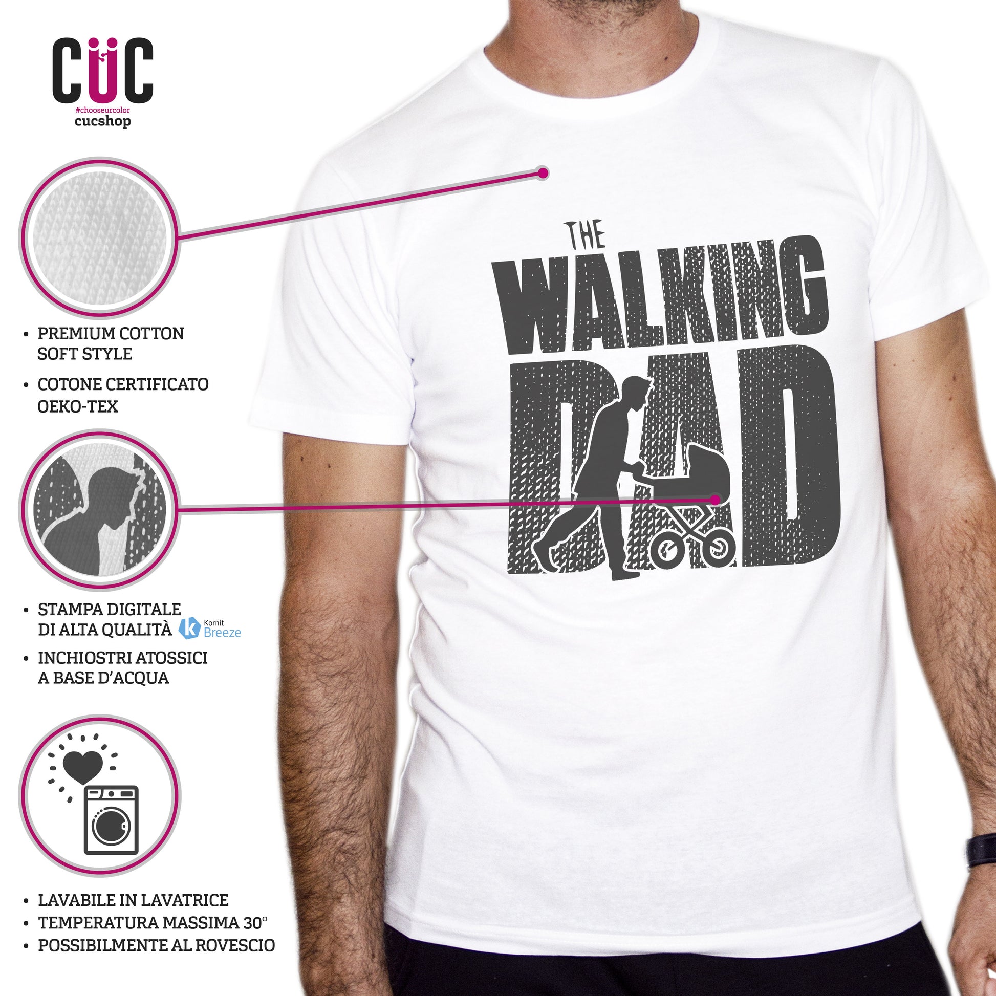 Dim Gray T-Shirt Divertente Festa del Papà - The Walking Dad - Father's Day - Chooseurcolor CucShop