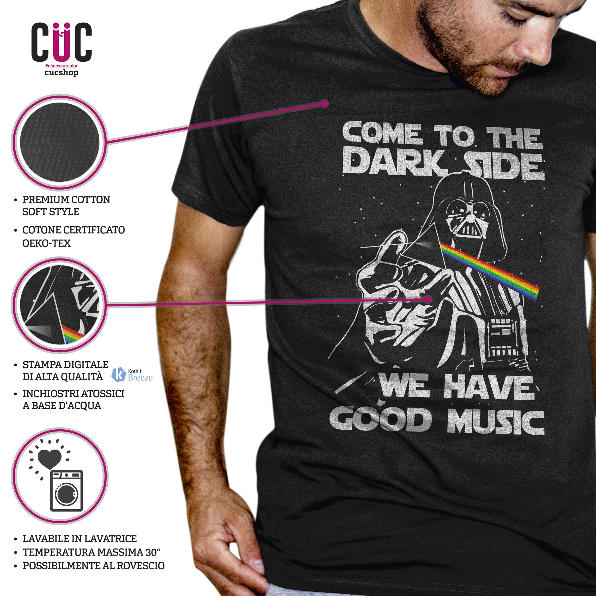 Black T-Shirt Come to the Dark Side - Darth Vader - Film cult & Good Music -  Chooseurcolor CucShop