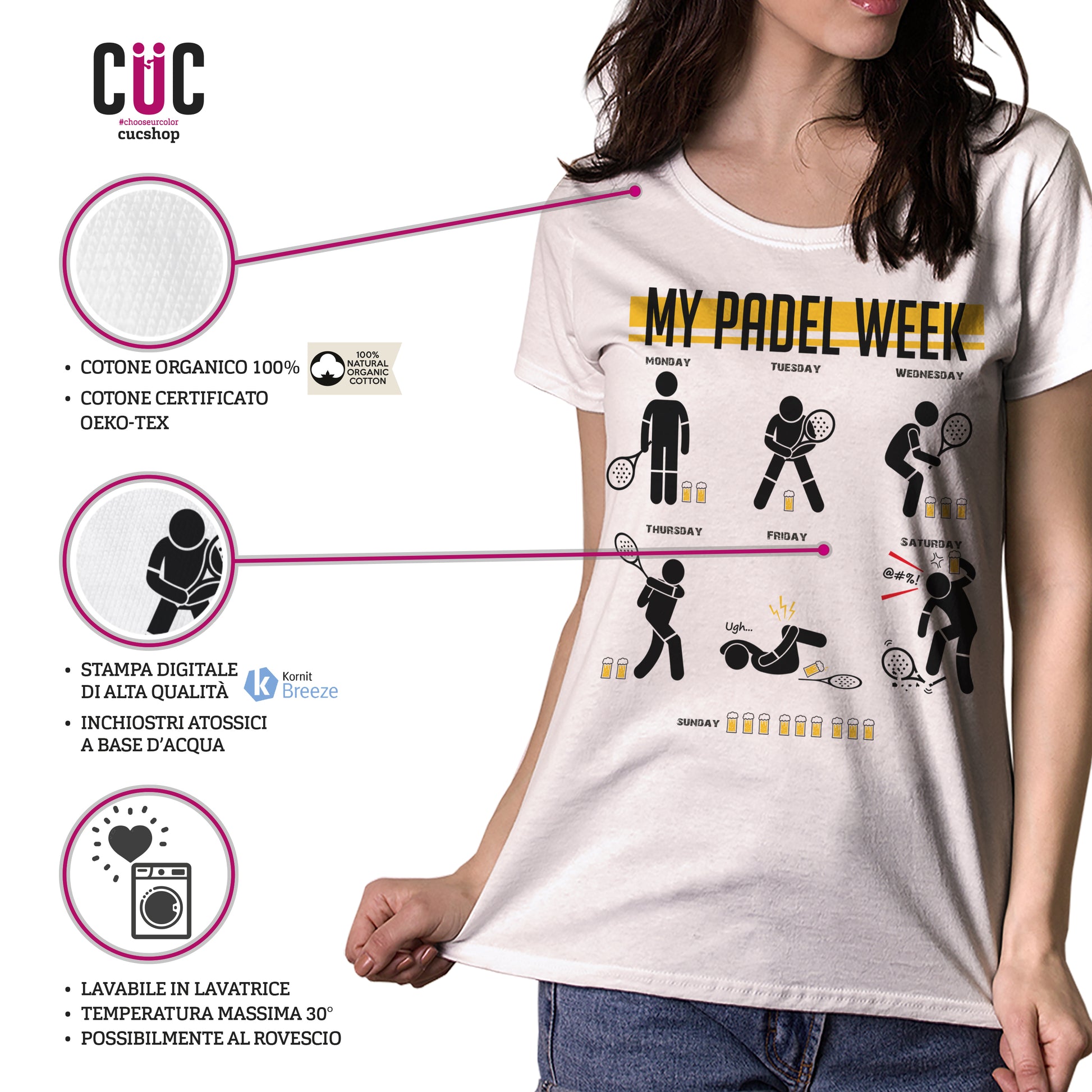 White Smoke T-Shirt Padel Week - Beer & Padel - SPORT - ChooseurColor CucShop