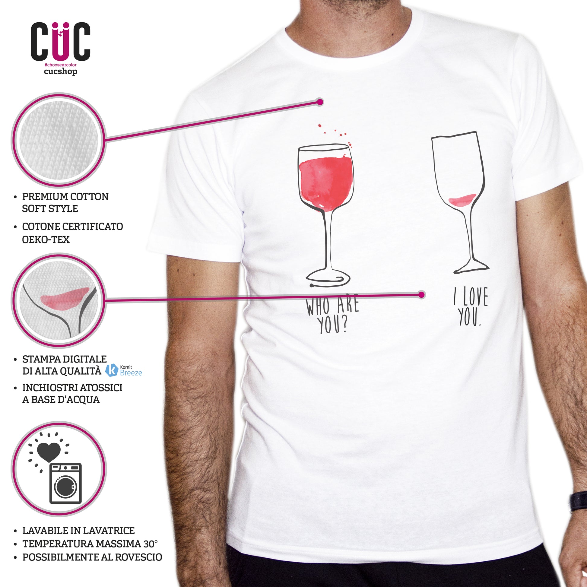 T-Shirt In vino veritas - who are you? i love you - #chooseurcolor - CUC chooseurcolor
