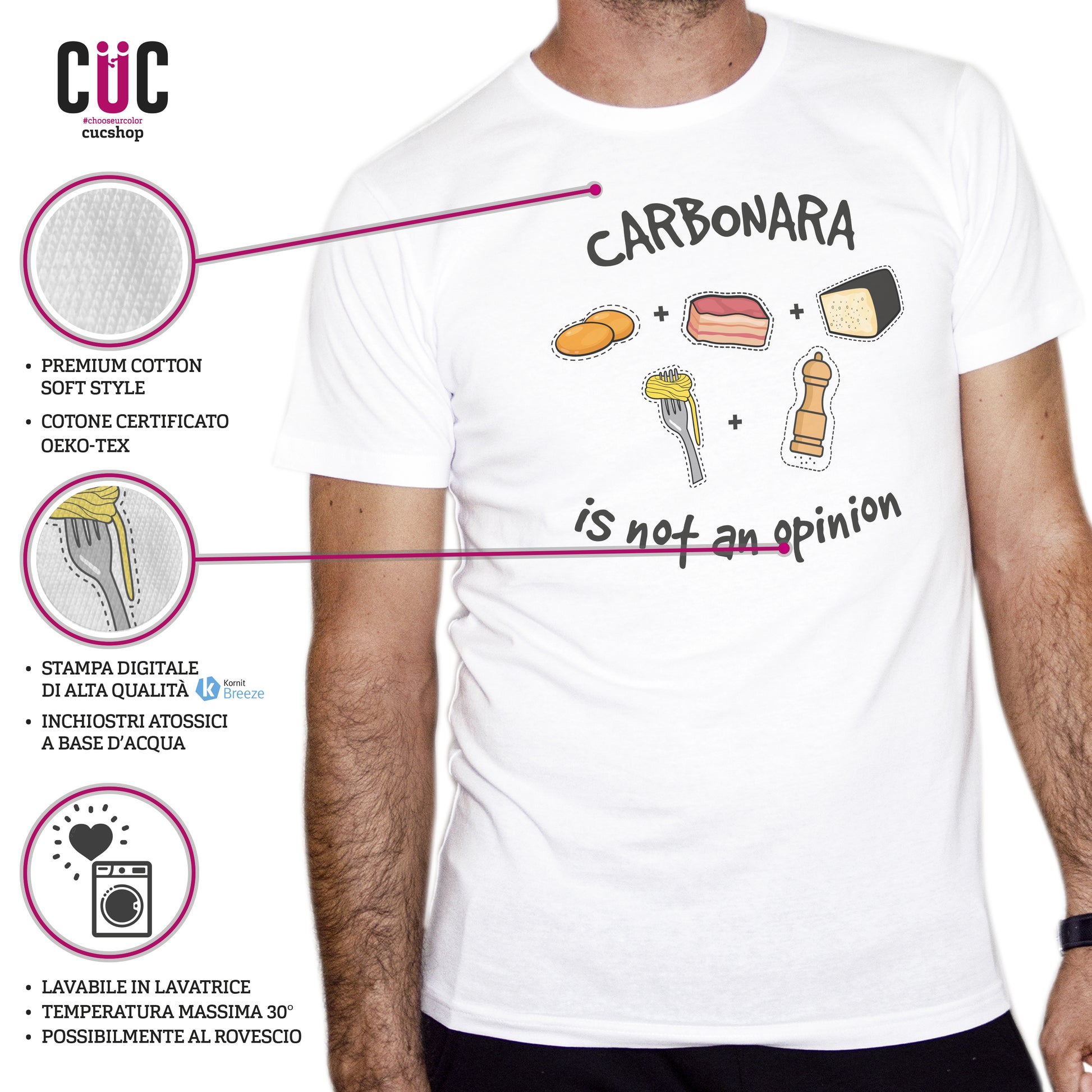 T-Shirt Carbonara - Ingrediente per fare una perfetta pasta - MUSIC Choose ur color - CUC chooseurcolor