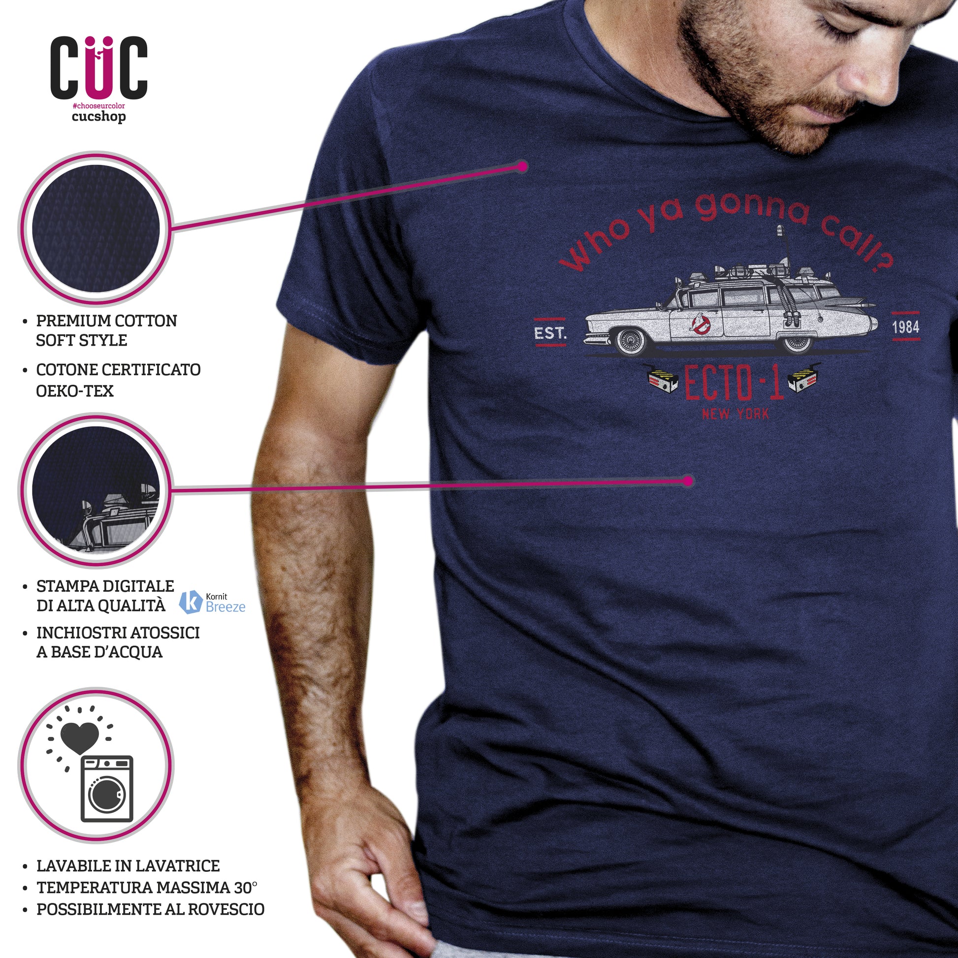 T-shirt Who ya gonna call? - Film cult anni 90 - Legacy - Ecto 1 - #chooseurcolor - CUC chooseurcolor