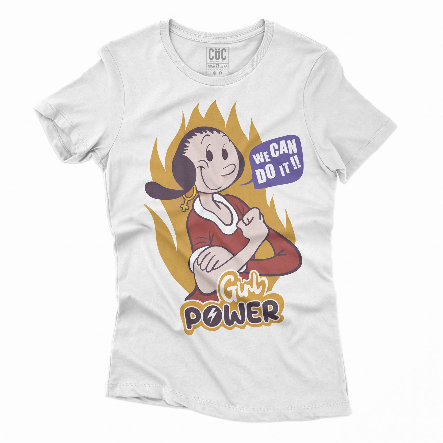 CUC T-Shirt OLIVIA Girl Power - Braccio di Ferro - Vintage - Cartoon #chooseurcolor - CUC chooseurcolor