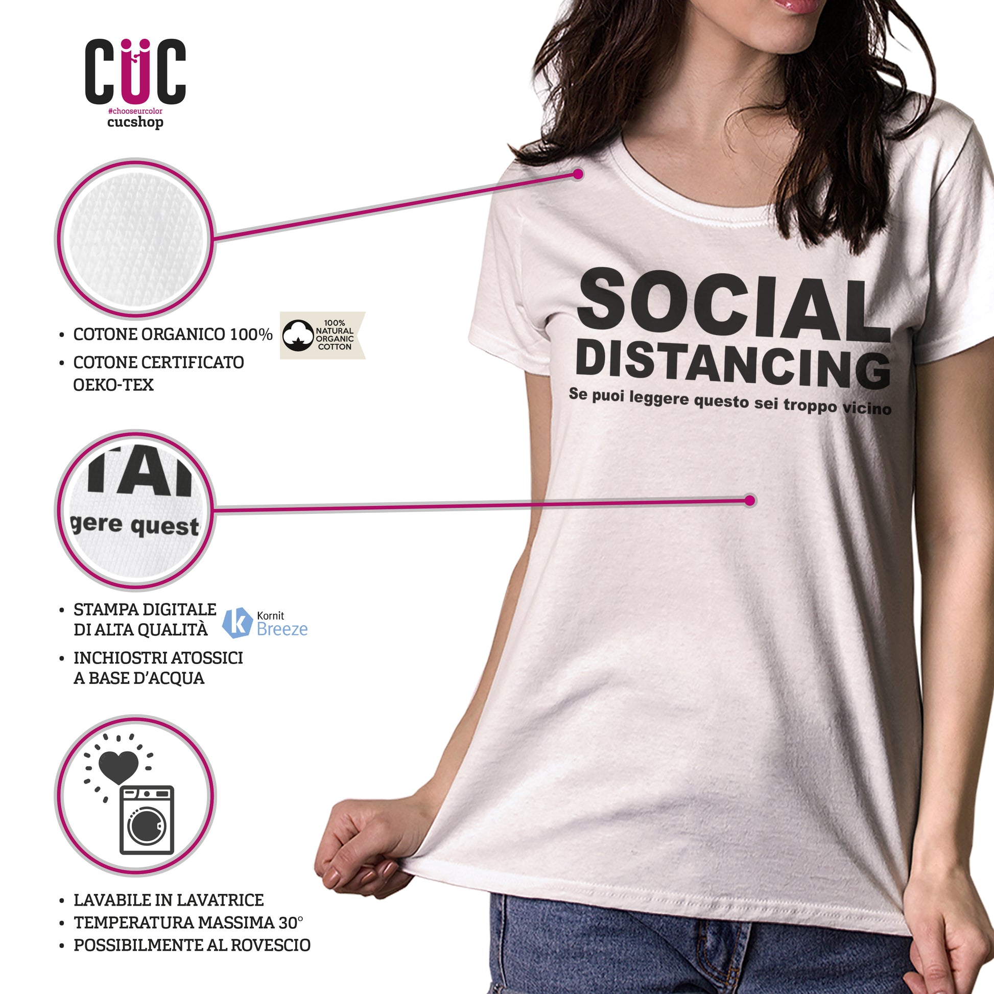 Misty Rose T-Shirt Social Distancing - se leggi questo sei troppo vicino - divertente - #ChooseurColor CucShop