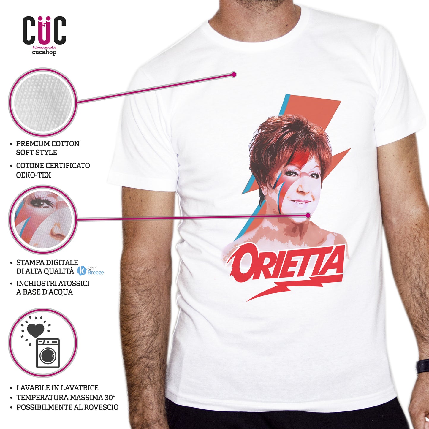 Maroon T-Shirt Orietta like Bowie Sanremo 2021 - Trash Italiano - MUSIC Choose ur color CucShop
