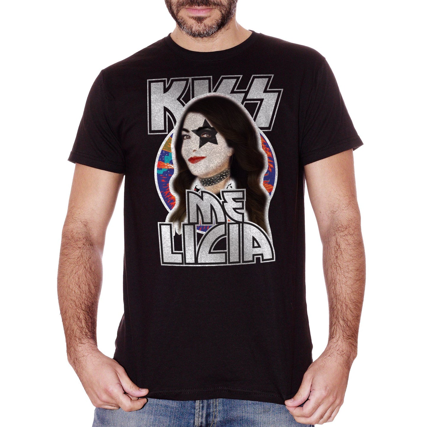Black T-Shirt KISS me Licia cartoon rock cristina d'avena divertente - MUSIC CucShop