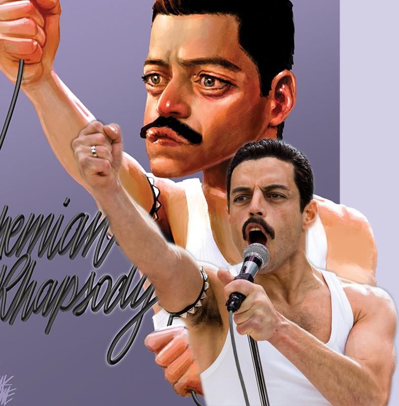 Slate Gray T-Shirt Rami Malek Freddie Mercury By Inkline Andrea Cara Bohemian Rhapsody - MUSIC CucShop