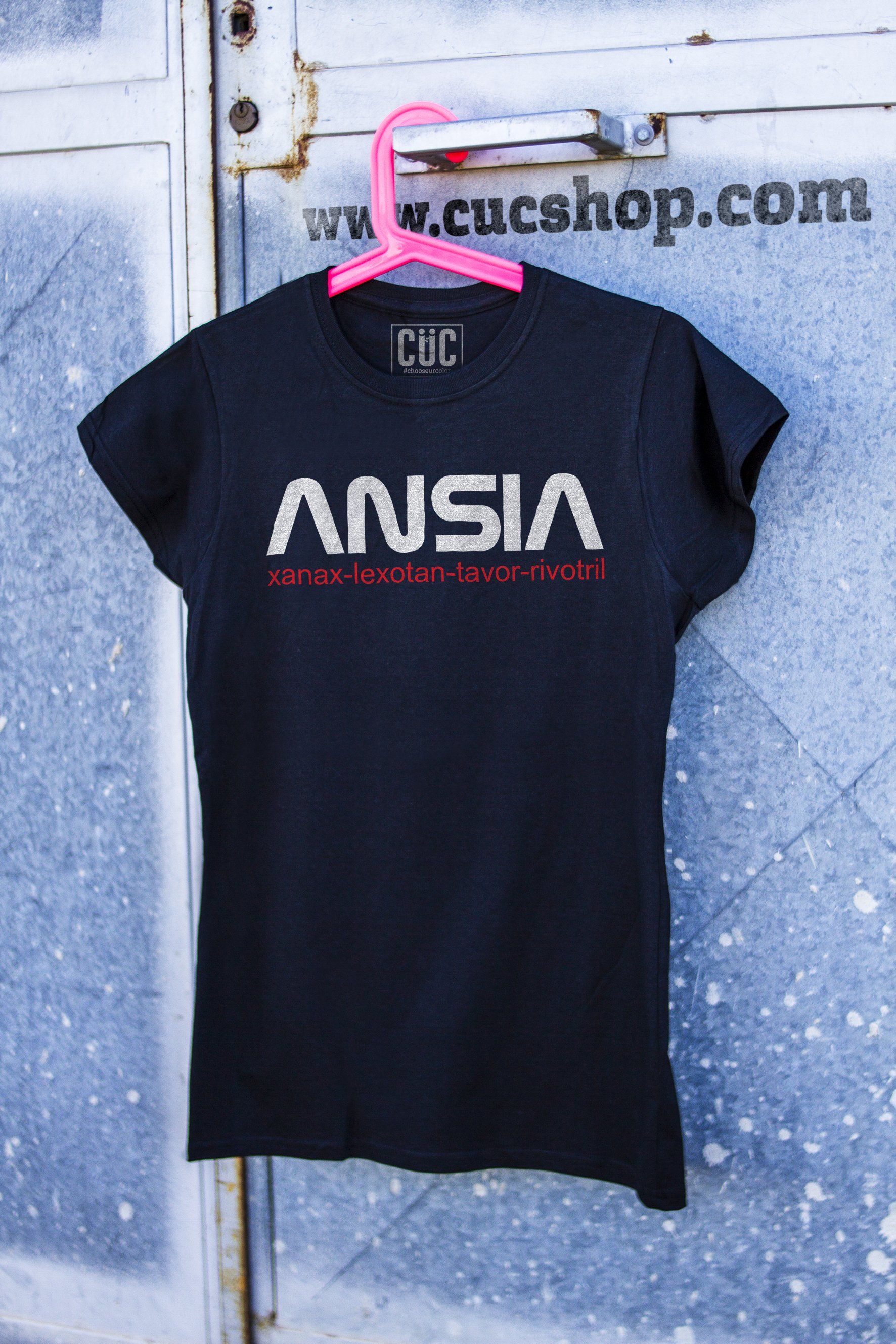 Black T-Shirt Ansia Nasa - Xanax Lexotan Rivotril - Grafica divertente - Choose Ur Color CucShop
